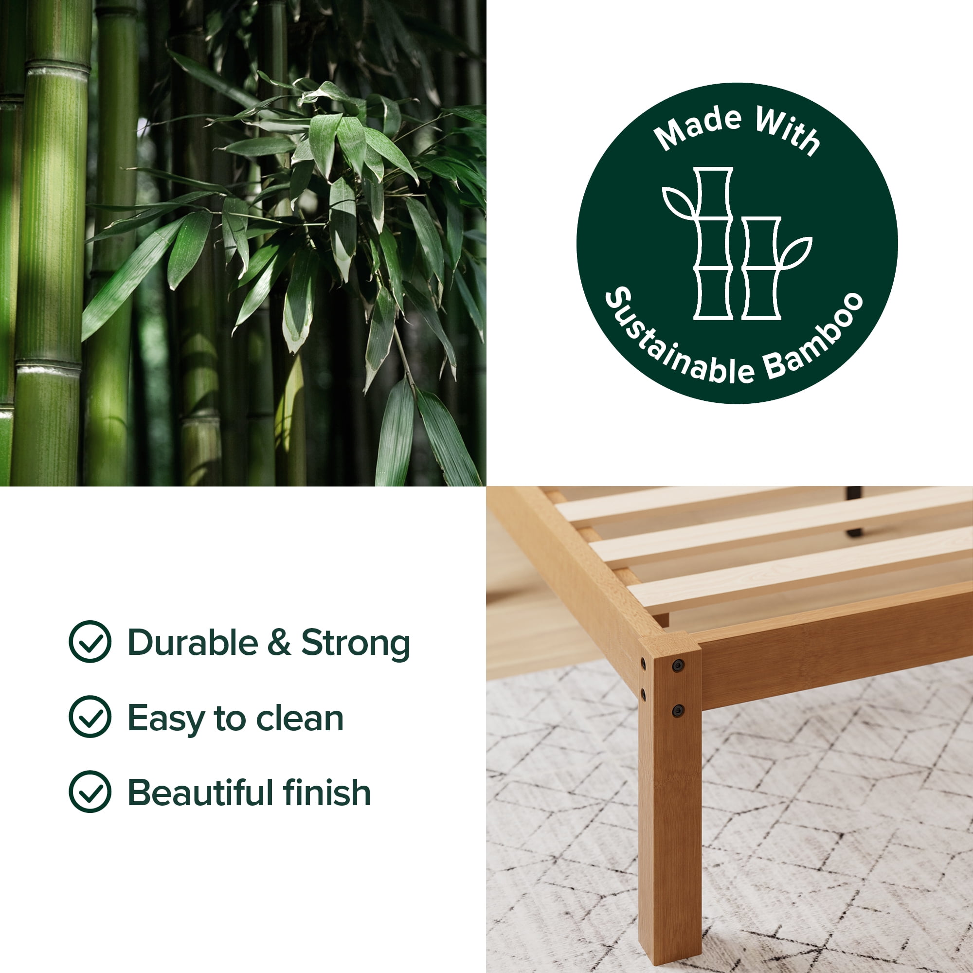 Zinus Maddie Bamboo Platform Bed Frame, Full