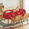 thumbnail image 2 of Christmas Tablecloth 60×84 Inch Oval, Simple Snow Stick Figure Red Washable Table Cover for Party Picnic Dinner Decor, 2 of 6