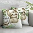 thumbnail image 3 of Orinice  Sloth Throw Pillow Cushion Cover, Mother and Animals Family Happiness Watercolor Boho Tropical Elements, Decorative Square Accent Pillow Case,  White, 3 of 5