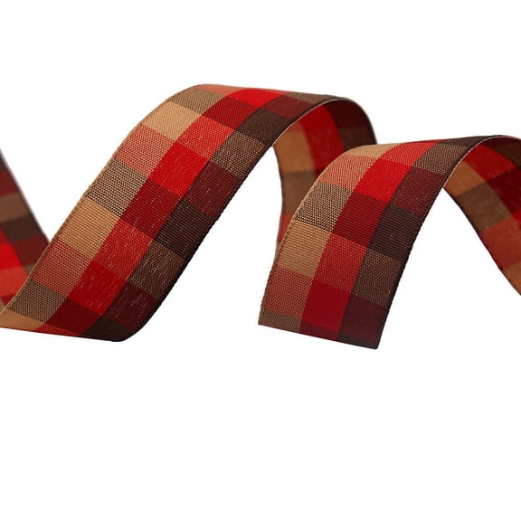 NAMZI 1.5" x 10 Yards Buffalo Check Plaid Gingham Ribbon, Great for Christmas Tree Decor, Wreath Bows, Farmhouse Festive Accents, Gift Wrapping, Floral Arrangement, Red Black A