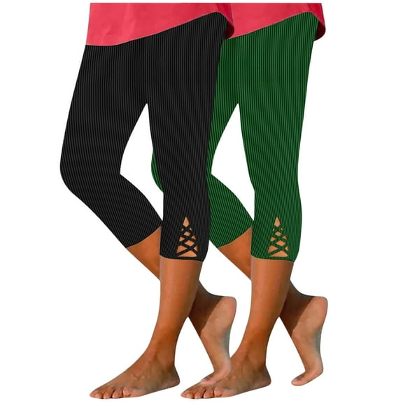 3 Pack Women's Knee Length Leggings-High Waisted Capri Pants Tummy Control Biker Shorts for Women Yoga Workout Shorts Summer Gym Athletic Spandex Booty Shorts,Plus Size Capris For Women