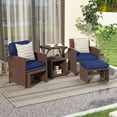 thumbnail image 5 of JOIVI 6-Piece Patio Wicker Furniture Set, Patio Furniture Set with Cushioned Ottoman and Coffee Table, Navy Blue & Brown, 5 of 10