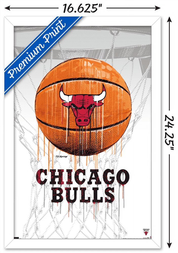 NBA Chicago Bulls - Drip Basketball 21 Wall Poster, 14.725" x 22.375", Framed