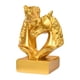 thumbnail image 1 of Figura de cabeza de caballo doble, estatua de caballo, artesanía de resina coleccionable, adorno de escritorio Oro, 1 of 9