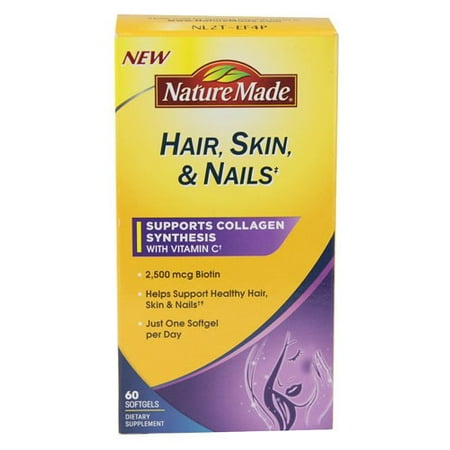 - Nature Made Hair, Skin, Nails With Biotin Softgel, 2500 Mcg, 60 Ct