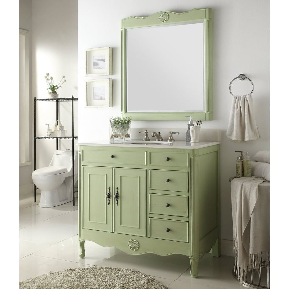 38" Benton Collection Distressed Green Daleville Bathroom Sink Vanity