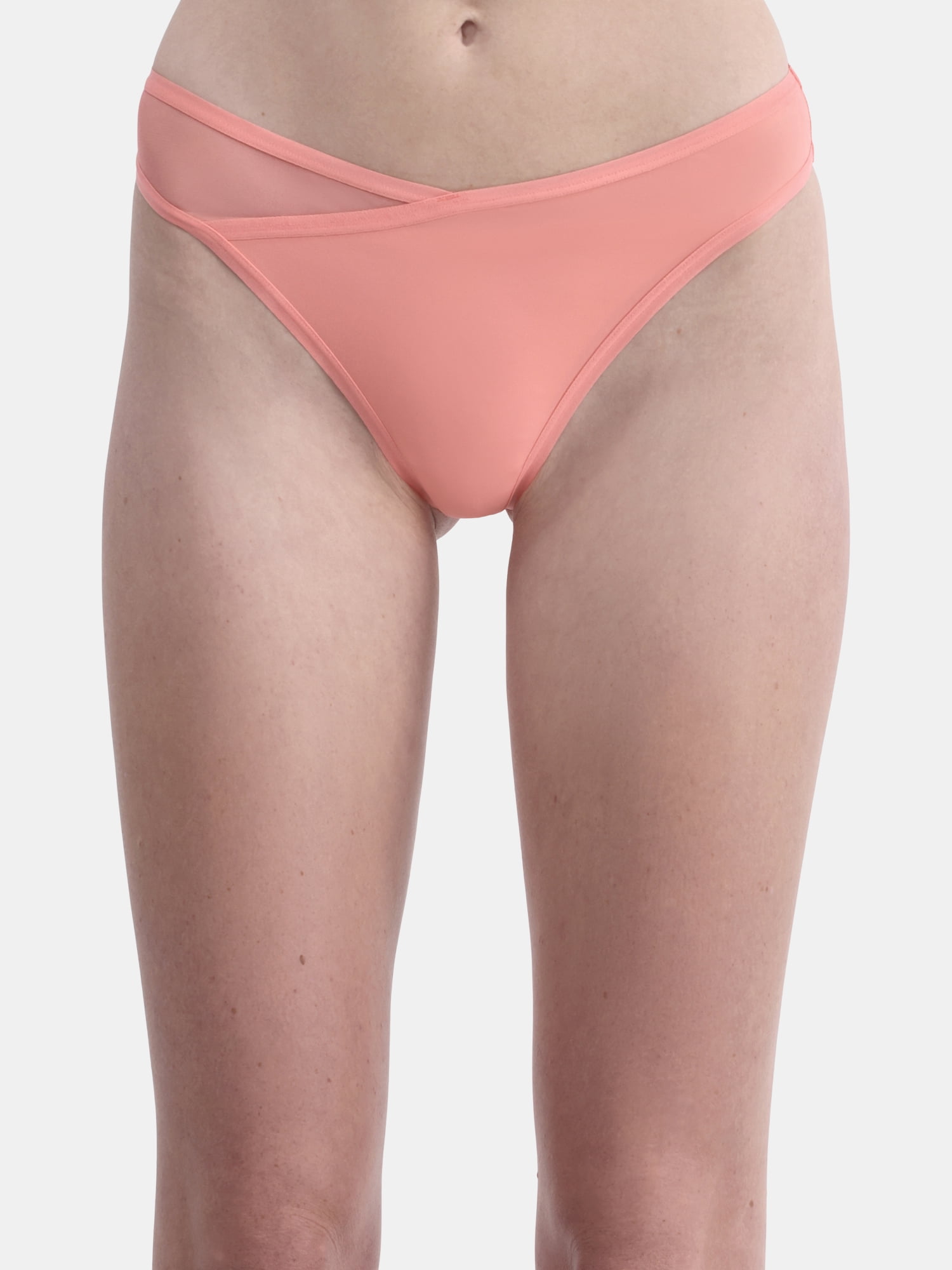 (3 pack) No Boundaries Micro Thong Panty with Mesh, Women’s and Women’s Plus, Sizes XS-XXXL