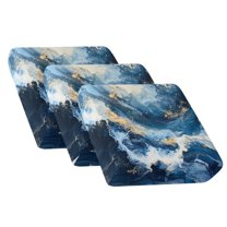 Xoenoiee Blue Marble Print 3 Pcs Couch Cushion Covers Soft Plush Stretch Sofa Seat Cover Washable Jacquard Sofa Slipcovers with Elastic Bottom for Couch Chair