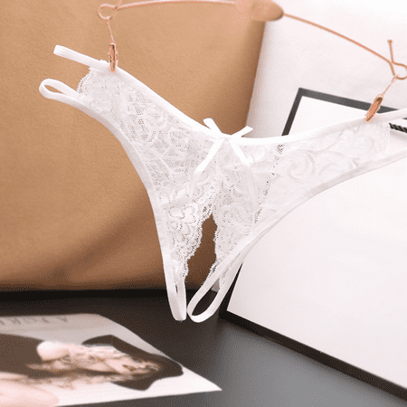 Fulorrnie Underwear for Women Seamless Thong Breathable Comfort Panty Cute Open Crotch Hiphuggers Elastic Waist Panties  White  One Size