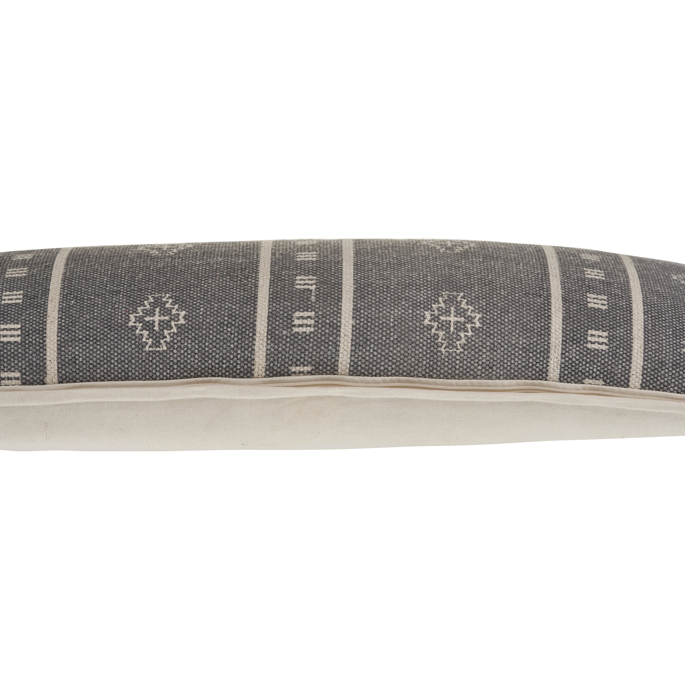 Ox Bay Ava 14" x 36" Gray Boho Striped Cotton Adult Decorative Lumbar Throw Pillow Cover
