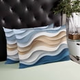 thumbnail image 4 of Beige Blue Ombre Throw Pillow Cover 20 x 30 Inch Decorative Pillow Cover Moire Abstract Artwork Lumbar Pillowcase Seasonal Rectangle Cushion Case for Couch Sofa Bed Living Room, 4 of 7