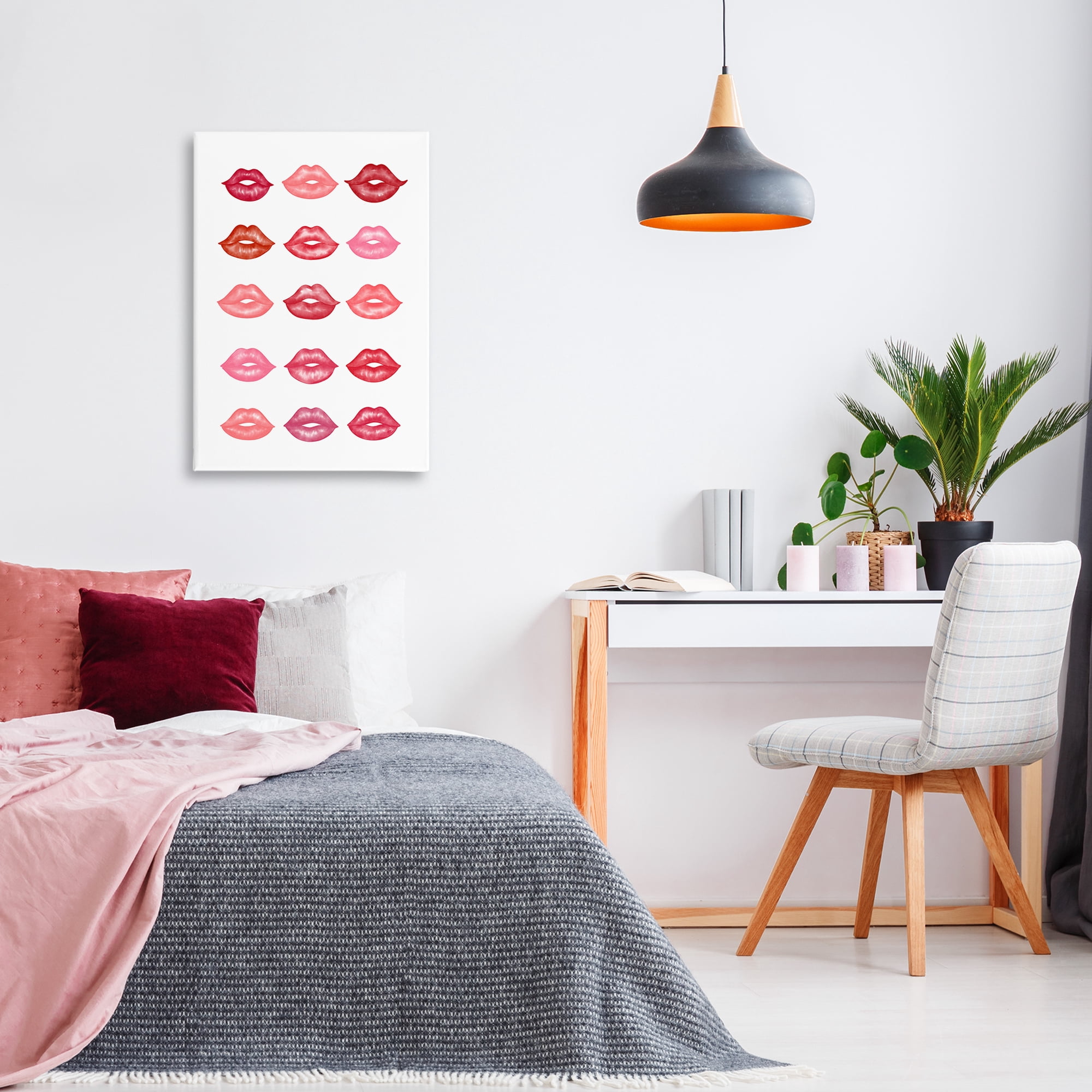 Stupell Industries Red & Pink Lips Beauty & Fashion Painting Gallery Wrapped Canvas Art Print Wall Art, 20 x 30