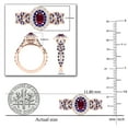 thumbnail image 5 of Dazzlingrock Collection 6X4mm Oval Ruby with Round Blue Sapphire & White Diamond Interweaving Double Halo Wedding Ring for Women in 18K Rose Gold, Size 6, 5 of 6