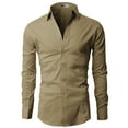 thumbnail image 2 of H2H Mens Dress Slim Fit Shirts Long Sleeve Business Shirts Basic Designed Breathable BEIGE US XL/Asia XXXL (JASK14), 2 of 6