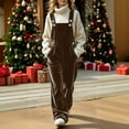 thumbnail image 7 of Women's Velour Wide Leg Bib Overalls Fall Adjustable Strap Casual Vintage Sleeveless Jumpsuits, Size S-3XL, 7 of 7