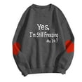 thumbnail image 4 of Yangnuo Womens Letters Printed Fashion Comfy Sweatshirts Fashion Women's Print Casual Long Sleeve Round Neck Ladies Loose Sweatshirt Tops Blouse, 4 of 5