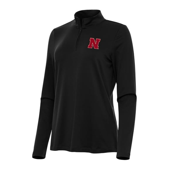 Women's Antigua Black Nebraska Huskers Reprocess Quarter-Zip Top