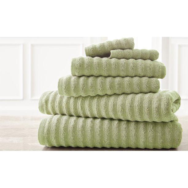 Modern Threads Wavy 6 Piece Bath Towel Set, Quick Dry 100 Luxury