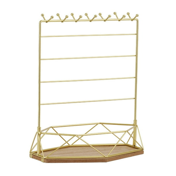 Soporte de joyería Sonducket de múltiples capas Organizador de tocador de metal duro Oro