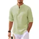 thumbnail image 1 of Camisa De Hombre De Manga Larga, Cuello Alto, Botón Abierto,, 1 of 3