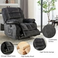 thumbnail image 6 of Bonzy Home 36'' Massage Recliner Chair with Heat and Vibration – Soft Fabric Manual Reclining Chair for Living Room and Bedroom – Dark Gray, 6 of 9