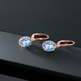 thumbnail image 4 of Gem Stone King 18K Rose Gold Plated Silver Millennium Blue Mystic Quartz Leverback Dangle Earrings for Women (3.60 Cttw, Gemstone Birthstone, Oval 9X7MM), 4 of 5