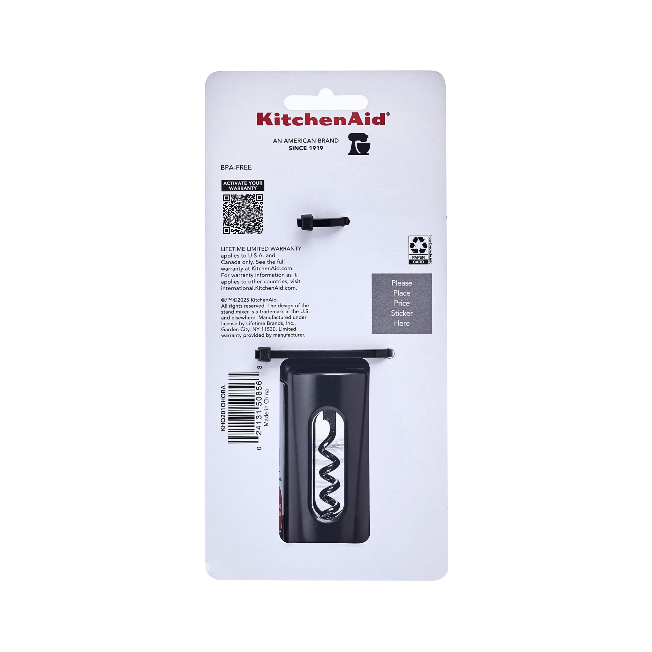 KitchenAid Heavy Duty Corkscrew Wine Bottle Opener with Soft Grip, Black