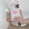 thumbnail image 3 of iPhone 12 Pro Max Case (6.7" 2020) - Cute Clear 3D Love Heart, Wavy Frame, Soft TPU, Shockproof, Pink for Women & Girls, 3 of 5