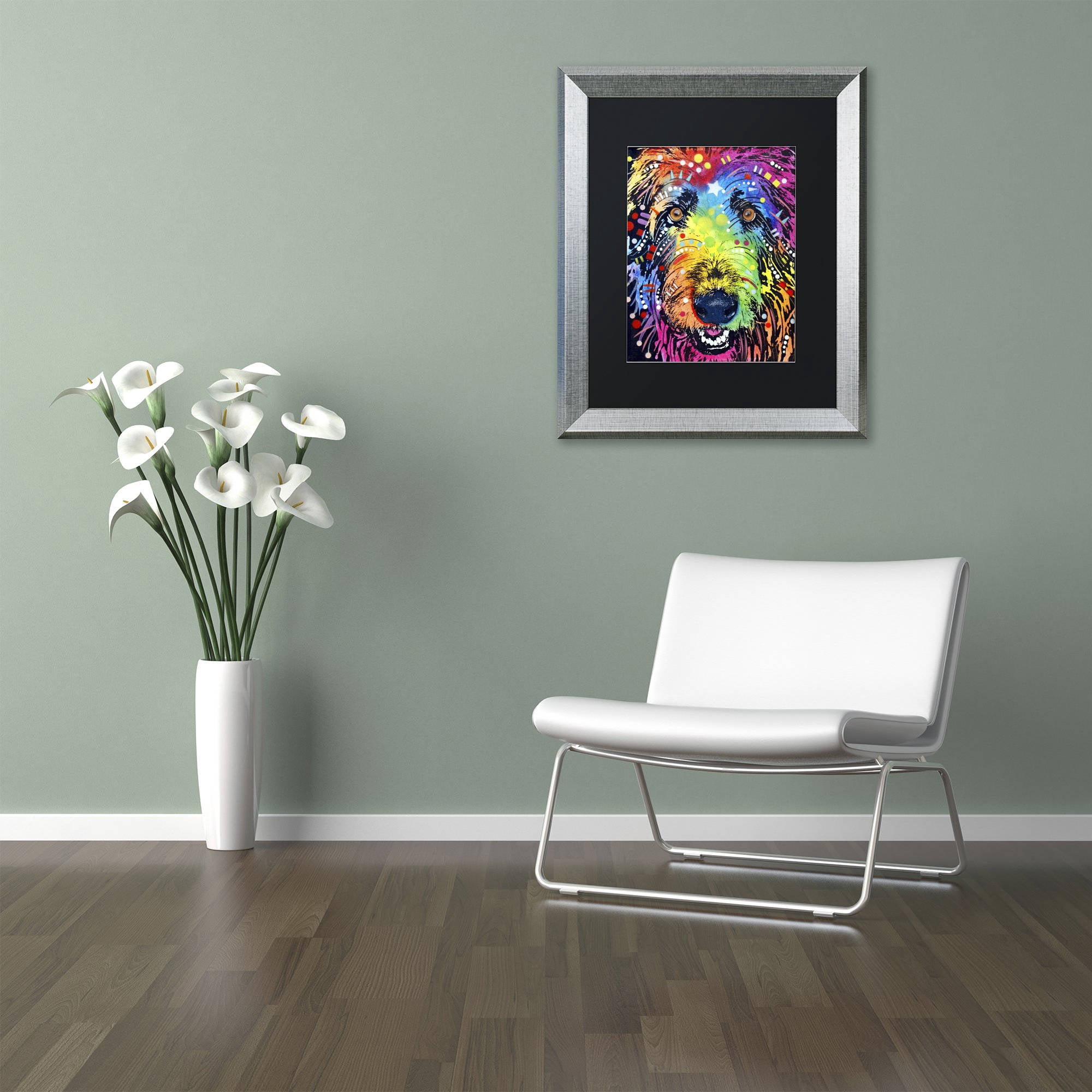 Trademark Fine Art "Irish Wolfhound" Canvas Art by Dean Russo, Black Matte, Silver Frame