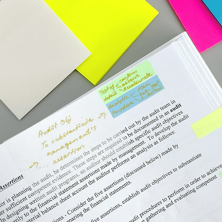Wrapables Transparent Sticky Notes with Dual Tip Marker Pens for Home, School, Office White