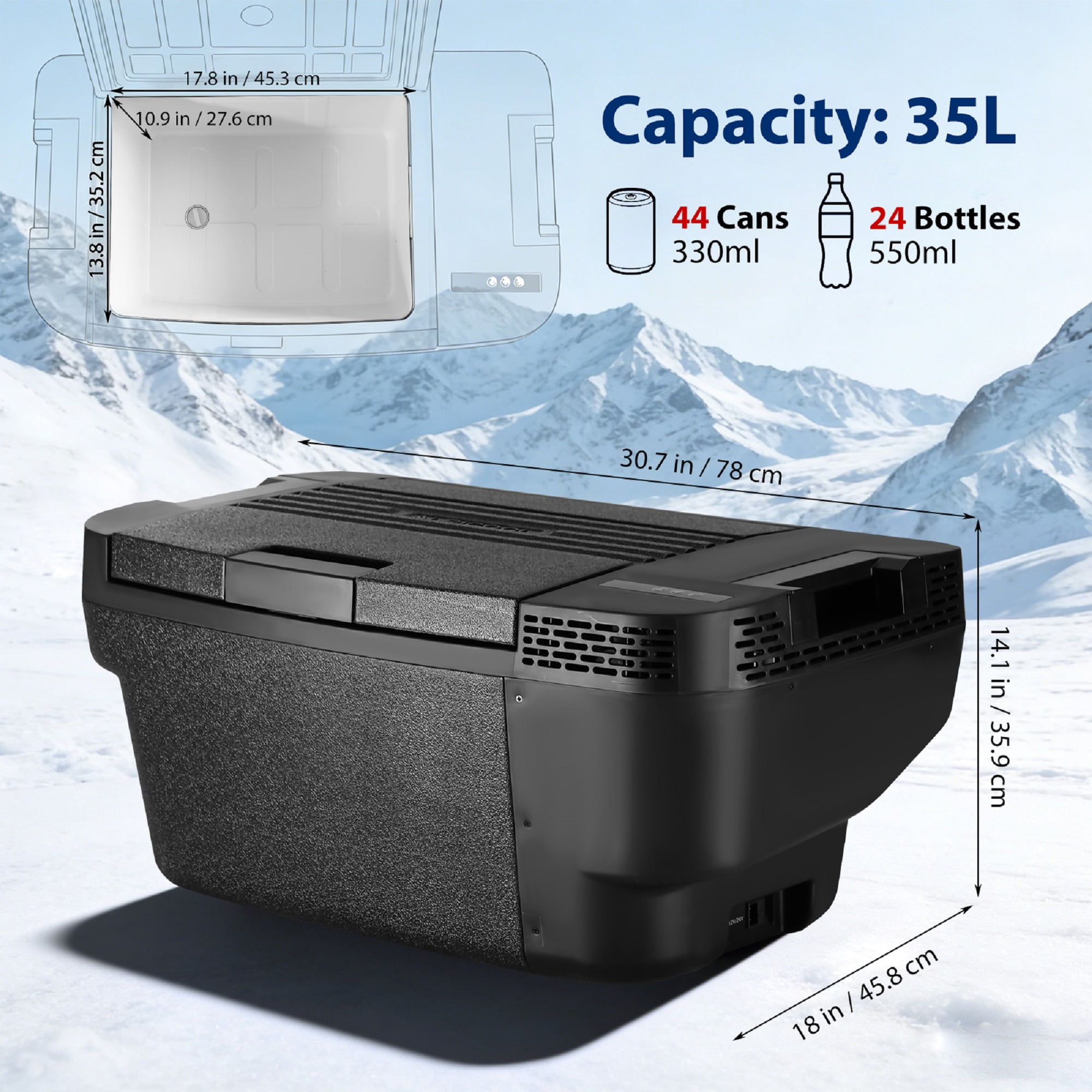 Compatible with Tesla Model Y Car Refrigerator & Portable Freezer, 35L Built-in Fridge for Tesla with App Control, -4°F~68°F Cooling