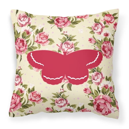 Butterfly Shabby Chic Yellow Roses Fabric Decorative Pillow