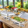 thumbnail image 2 of Lumiparty Chafing Dishes for Buffet Set of 4, 8QT Rectangular Buffet Servers and Warmers Sets w/Lid Holder, Stainless Steel Chafer Catering Supplies Buffet Display for Parties, Gold, 2 of 8
