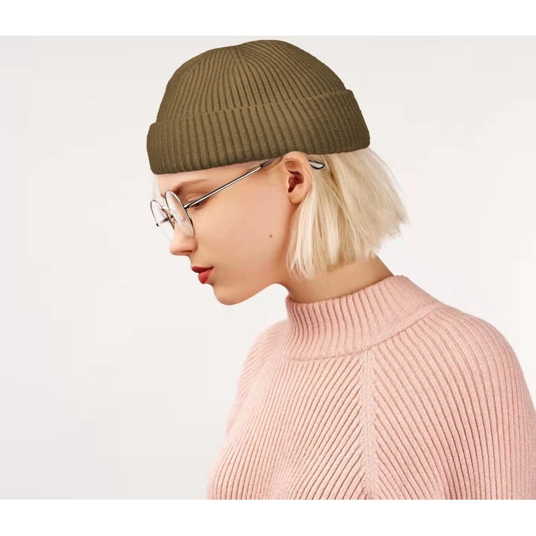 3Pcs Short Fisherman Beanie Hat for Men Women, Wool Knit 