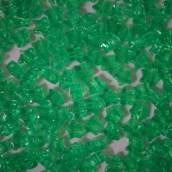 Star Beads Light Green Transparent 13mm Pony Beads Large Hole Made in USA