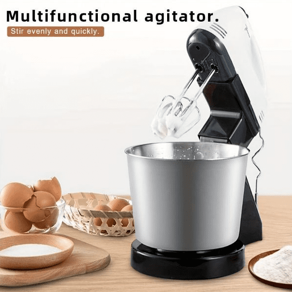 Fmxomd Kitchen Stand Mixer, 1.7Qt Small Electric Food Mixer, 7 Speeds Portable Lightweight Kitchen Mixer for Daily Use with Egg Whisk,Dough Hook,Flat Beater (Black)