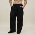 thumbnail image 2 of Babcutegg Mens Fleece Lined Wide Leg Sweatpants Drawstring Waist Loose Fit Casual Athletic Pants with Pockets Size 2XL, 2 of 4