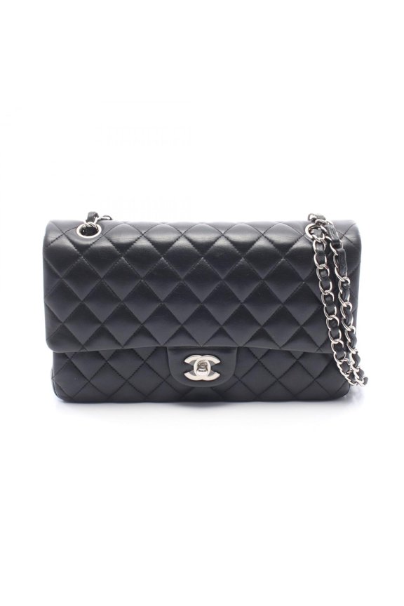Pre-Owned Chanel Matelass Double Flap Shoulder Bag/Handbag, Lambskin Leather, Women's, Black