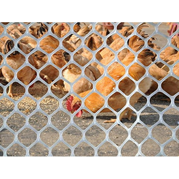 V Protek Plastic Poultry Fence 4x15ft High Strength Poultry Netting,Chicken/Racoons/Gophor