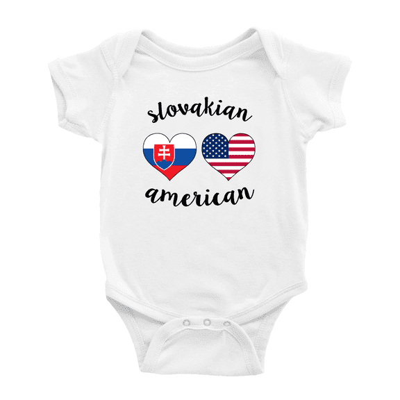 Slovakian American Flag Two Hearts Cute Baby Bodysuit (White, 3-6 Months)