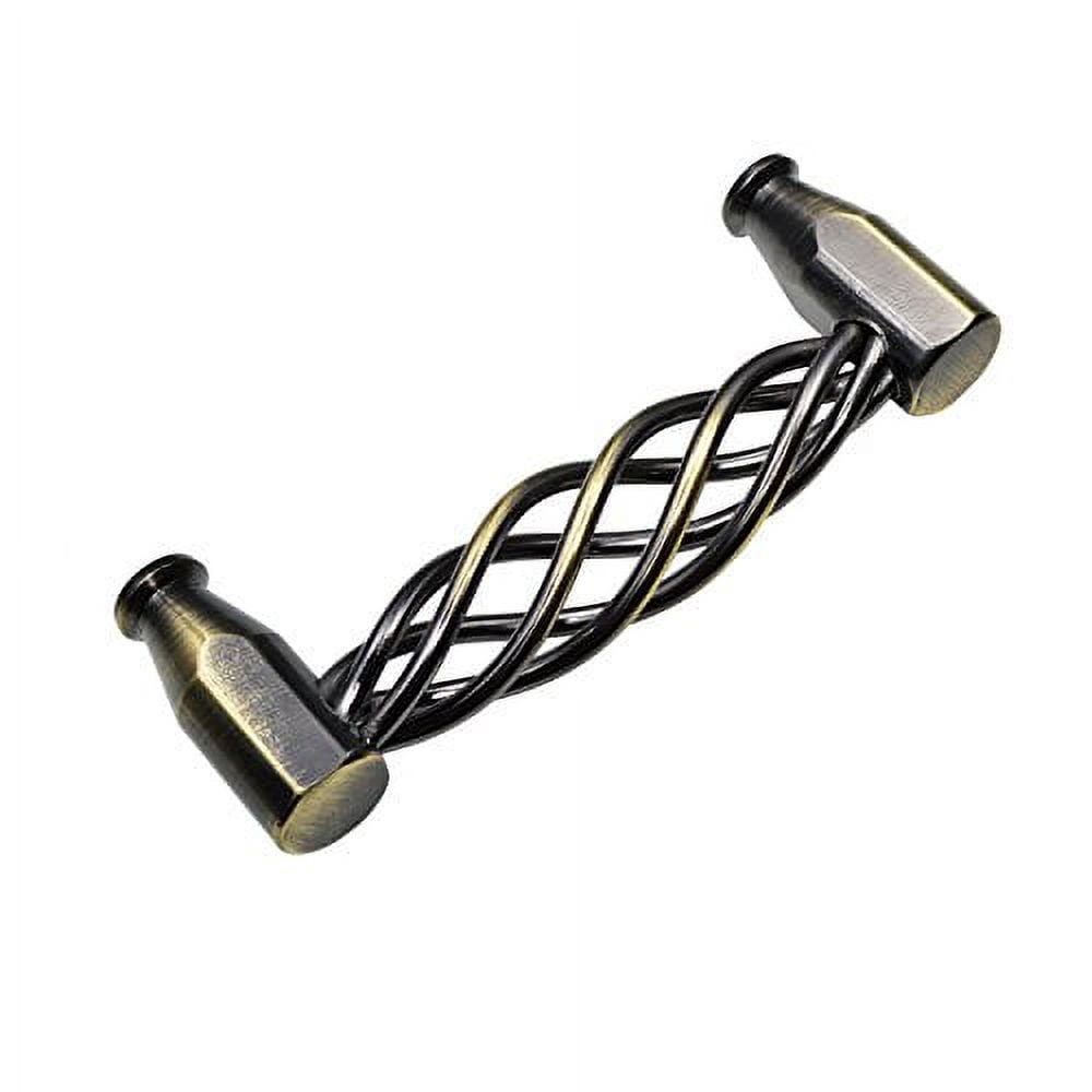 Utopia Alley 25pcs Aire Pull Handle - Decorative Cabinet Drop Pull Handles- Vintage Cabinet Hardware with Hand Finished Antique Brass - Metal Drawer Pull Handle, 3.8" Center to Center