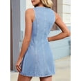 thumbnail image 6 of Denim Dress for Women Sleeveless Stretchy Jean Summer Casual Western Short Button Down Dress Light Blue S, 6 of 10