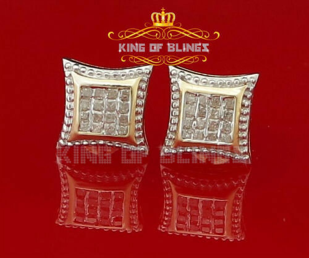 King of Bling's Aretes Para Hombre 925 Yellow Silver 0.25ct Diamond Men's Stud Kite Earrings