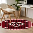 thumbnail image 5 of Valentine's Day Washable Round Area Rug 4 ft, Love Heart Buffalo Plaid, Soft Non Slip Rugs Stain Repellent Indoor Felt Carpet for Living Dining Room Bedroom Home Office, 5 of 9