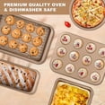 thumbnail image 6 of CHEF LANG 5 Pieces Baking Pans Set,Stackable Bakeware Set,Nonstick Baking Sheet Set for Oven,Complete Carbon Steel Bakeware Set,Dishwasher Safe,Gold, 6 of 6