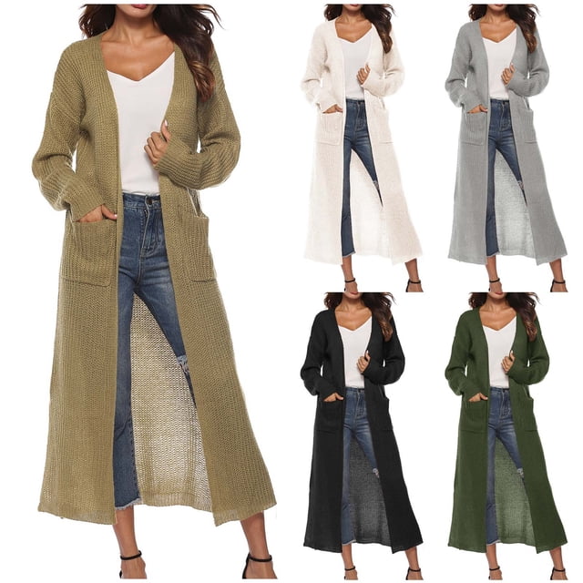 Économies d'Automne! Cardigans pour Femmes Grandes Tailles, Cardigans Légers avec Poches, Cardigans pour Femmes, Veste Cardigan Décontractée à Manches Longues Unie