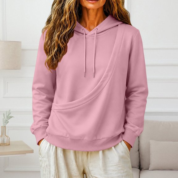 Women's Pet Pocket Polyester Hoodie | Oversized Pet Carrier Sweatshirt with Large Front Pocket for Puppy Dogs, Pink, L for Fall Winter