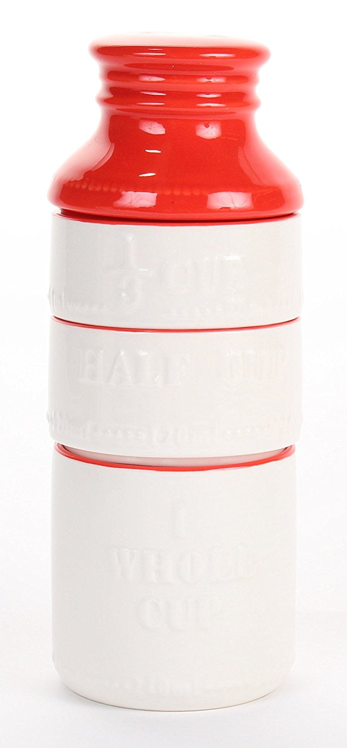 G! For Gifts Measuring Cups, 4 Different Colours (Red), Cute milk bottle shaped measuring cups ...