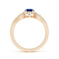 thumbnail image 2 of ANGARA Natural Split Shank Round Sapphire Halo Ring with Cluster Diamonds in 14K Rose Gold for Women (Size-5mm) | September Birthstone, Anniversary, Jewelry Gift for Women | Natural Sapphire Ring, 2 of 7