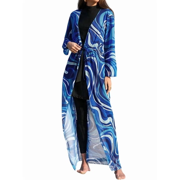 Katigan Women Swimsuit Coverup Shirt Dress Bathing Suit Cover Up Beachwear Blue S